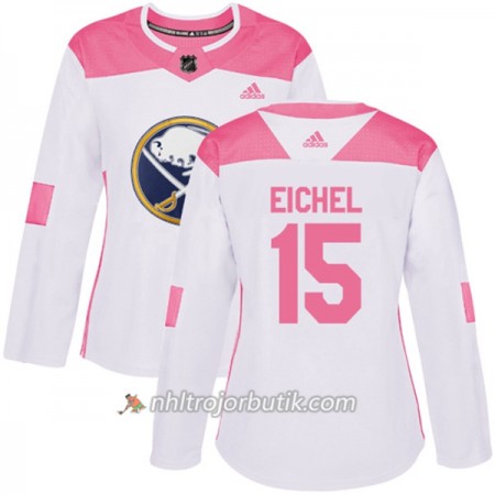 Dame Ishockey Buffalo Sabres Tröja Jack Eichel 15 Adidas 2017-2018 Vit Rosa Fashion Authentic